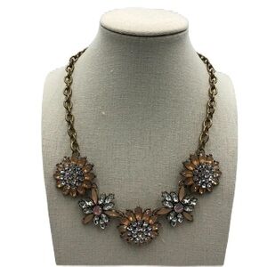 Vintage Rhinestone Floral Flower Statement Necklace Women's Sparkling Jewelry